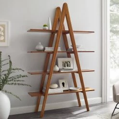 Studio Plus 75 in. Amber Bamboo 4-Shelf Etagere Bookcase with Open Back by Greenington -Greenington Shop amber greenington bookcases bookshelves gsp001am 31 1000