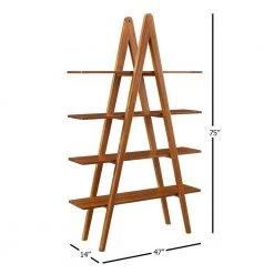 Studio Plus 75 in. Amber Bamboo 4-Shelf Etagere Bookcase with Open Back by Greenington -Greenington Shop amber greenington bookcases bookshelves gsp001am 66 1000