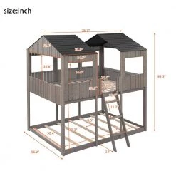 Eligia Antique Gray Full Over Full House Style Bunk Bed by Qualfurn -Greenington Shop antique gray qualfurn bunk beds ble000031e fa 1000