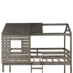 Antique Gray Twin over Twin House Style Bunk Bed by Qualfurn -Greenington Shop antique gray qualfurn bunk beds ble000088e 1f 1000