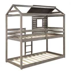 Antique Gray Twin over Twin House Style Bunk Bed by Qualfurn -Greenington Shop antique gray qualfurn bunk beds ble000088e c3 1000