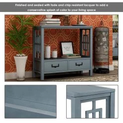 36 in. Rectangle Antique Navy Wood Console Table 2-Bottom Drawers by Qualfurn -Greenington Shop antique navy qualfurn console tables ctm193882m 1f 1000