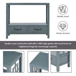 36 in. Rectangle Antique Navy Wood Console Table 2-Bottom Drawers by Qualfurn -Greenington Shop antique navy qualfurn console tables ctm193882m fa 1000