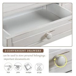 64 in. Rectangle Antique White Wood Console Table with Drawers and Shelf by Qualfurn 17 64 in. Rectangle Antique White Wood Console Table with Drawers and Shelf by Qualfurn -Greenington Shop antique white qualfurn console tables ctm193795k 1f 1000