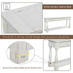 64 in. Rectangle Antique White Wood Console Table with Drawers and Shelf by Qualfurn 16 64 in. Rectangle Antique White Wood Console Table with Drawers and Shelf by Qualfurn -Greenington Shop antique white qualfurn console tables ctm193795k 4f 1000