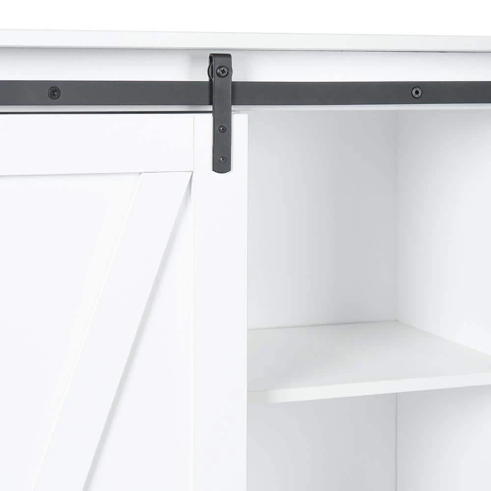 Antique White Farmhouse Coffee Bar Cabinet Buffet Sideboard Storage Cabinet Cupboard with Sliding Door and Shelves by VERYKE 8 Antique White Farmhouse Coffee Bar Cabinet Buffet Sideboard Storage Cabinet Cupboard with Sliding Door and Shelves by VERYKE - Image 6