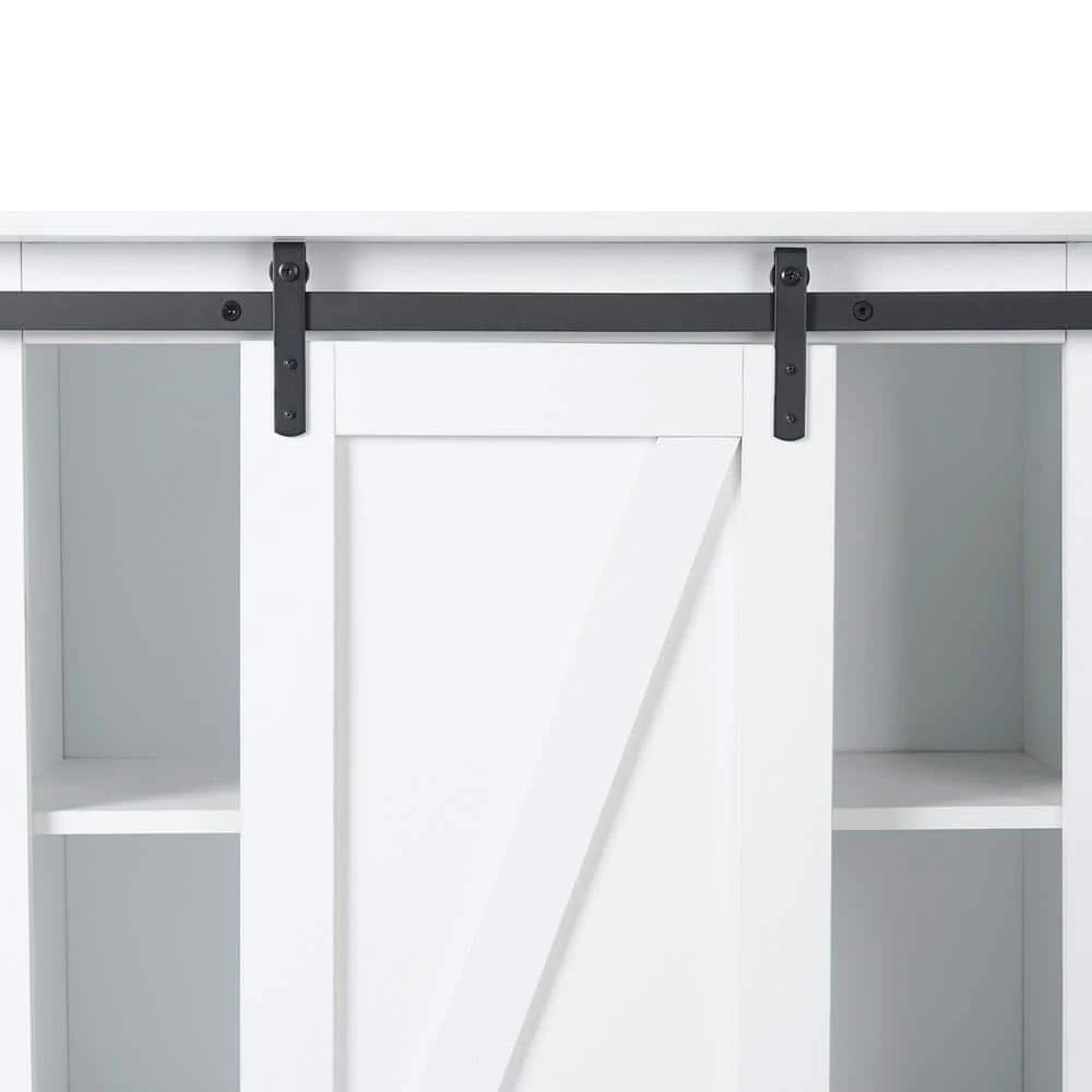 Antique White Farmhouse Coffee Bar Cabinet Buffet Sideboard Storage Cabinet Cupboard with Sliding Door and Shelves by VERYKE 7 Antique White Farmhouse Coffee Bar Cabinet Buffet Sideboard Storage Cabinet Cupboard with Sliding Door and Shelves by VERYKE - Image 5