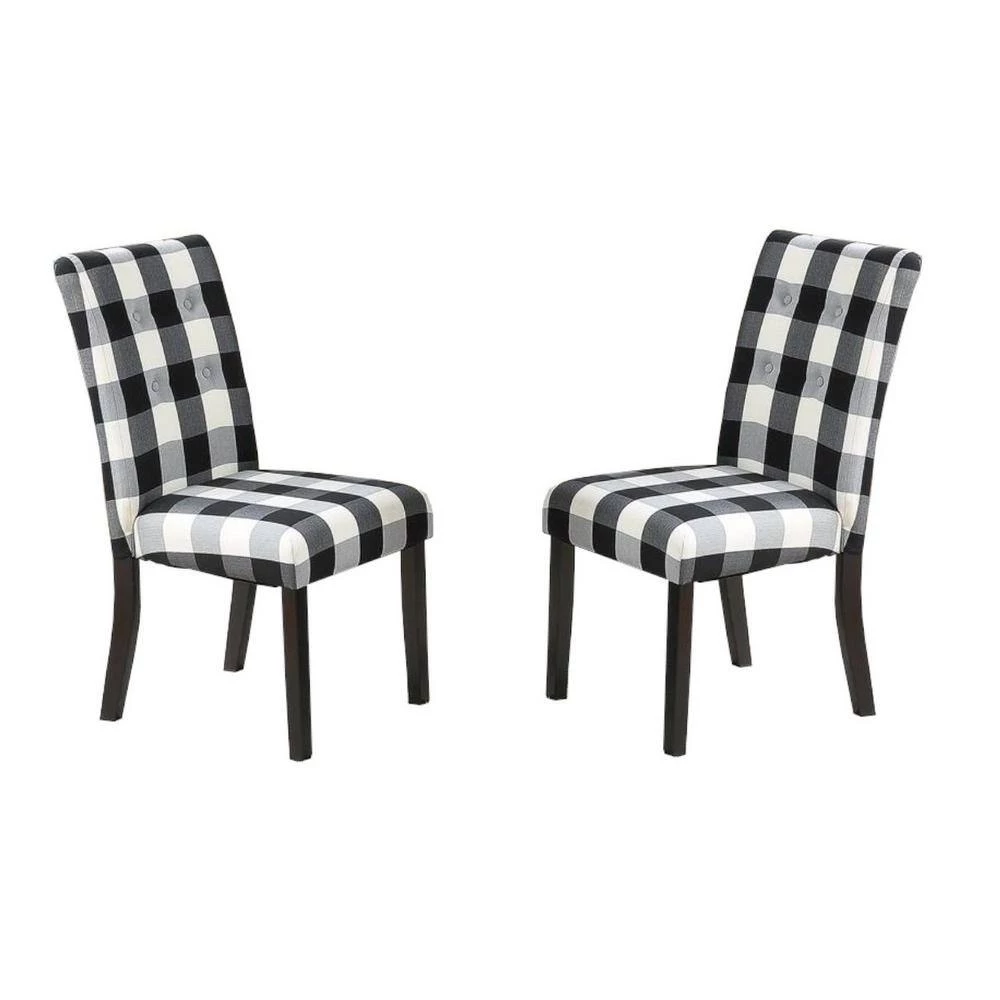Black And White Finish Polyfiber Tufted Dining Room Chairs with Furniture Cushion (Set of 2) by VERYKE 8 Black And White Finish Polyfiber Tufted Dining Room Chairs with Furniture Cushion (Set of 2) by VERYKE - Image 6