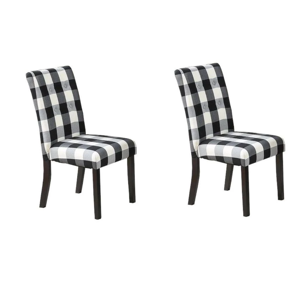 Black And White Finish Polyfiber Tufted Dining Room Chairs with Furniture Cushion (Set of 2) by VERYKE 6 Black And White Finish Polyfiber Tufted Dining Room Chairs with Furniture Cushion (Set of 2) by VERYKE - Image 4