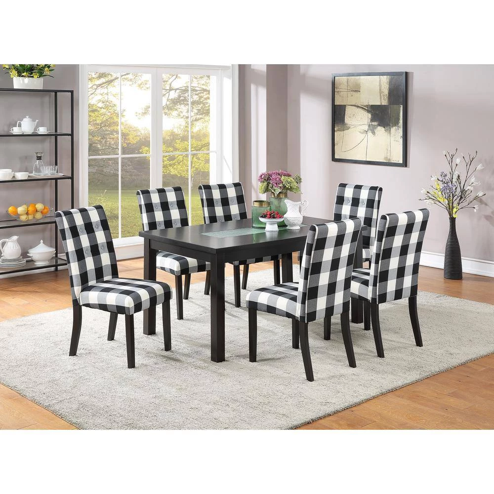 Black And White Finish Polyfiber Tufted Dining Room Chairs with Furniture Cushion (Set of 2) by VERYKE 5 Black And White Finish Polyfiber Tufted Dining Room Chairs with Furniture Cushion (Set of 2) by VERYKE - Image 3