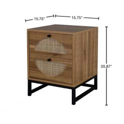 15.75 in.Beige Rectangle MDF Storage Cabinet End Table Display Rack with 2 drawers and Metal Frame by VERYKE -Greenington Shop beige veryke end side tables yb w68837234 40 1000