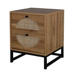 Greenington Shop 30 15.75 in.Beige Rectangle MDF Storage Cabinet End Table Display Rack with 2 drawers and Metal Frame by VERYKE