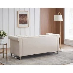 77.56 in. Square Arm Chenille Fabric Modern Straight Living Room Three-Person Sofa in Beige by VERYKE 14 77.56 in. Square Arm Chenille Fabric Modern Straight Living Room Three-Person Sofa in Beige by VERYKE -Greenington Shop beige veryke sofas couches db w128151680 4f 1000