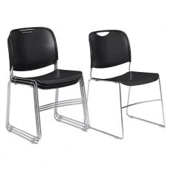 NPS 8500 Series Black Ultra-Compact Plastic Stack Chair (4-Pack) by National Public Seating