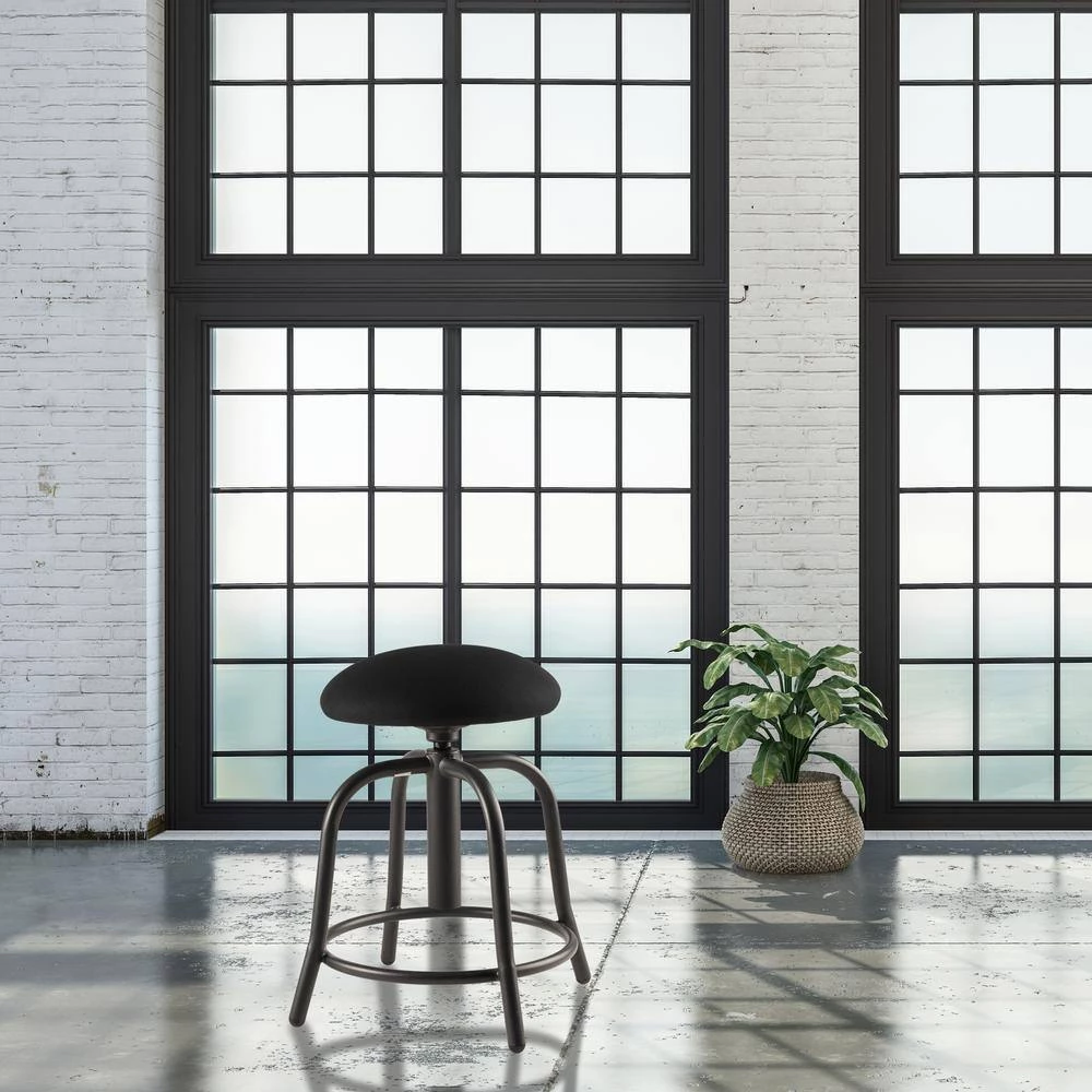 18 in. - 25 in., 3 in. Fabric Padded Black Seat, Black Frame Height Adjustable Designer Stool by National Public Seating 8 18 in. - 25 in., 3 in. Fabric Padded Black Seat, Black Frame Height Adjustable Designer Stool by National Public Seating - Image 6