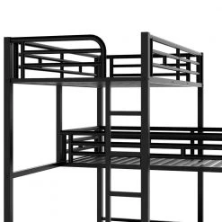 Black Twin L-Shaped Metal Triple Bunk Bed by Qualfurn -Greenington Shop black qualfurn bunk beds bwm285891b 44 1000