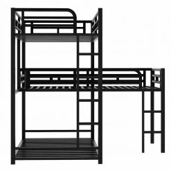 Black Twin L-Shaped Metal Triple Bunk Bed by Qualfurn -Greenington Shop black qualfurn bunk beds bwm285891b c3 1000