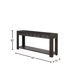 64 in. Rectangle Black Wood Console Table with Storage Drawers and Bottom Shelf by Qualfurn -Greenington Shop black qualfurn console tables ctm189615b 40 1000