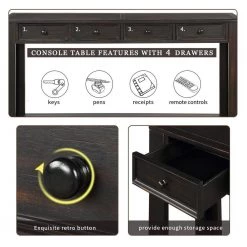 64 in. Rectangle Black Wood Console Table with Storage Drawers and Bottom Shelf by Qualfurn -Greenington Shop black qualfurn console tables ctm189615b 44 1000