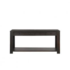 64 in. Rectangle Black Wood Console Table with Storage Drawers and Bottom Shelf by Qualfurn -Greenington Shop black qualfurn console tables ctm189615b 4f 1000
