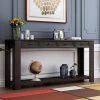 64 in. Rectangle Black Wood Console Table with Storage Drawers and Bottom Shelf by Qualfurn -Greenington Shop black qualfurn console tables ctm189615b 64 1000