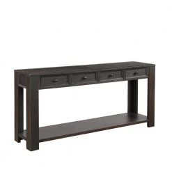 64 in. Rectangle Black Wood Console Table with Storage Drawers and Bottom Shelf by Qualfurn -Greenington Shop black qualfurn console tables ctm189615b c3 1000