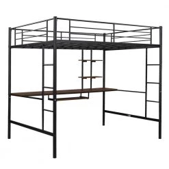 Black Full Size Space Saving Design Loft Bed with Desk and Shelf by Qualfurn -Greenington Shop black qualfurn loft beds bwm199506b 1f 1000