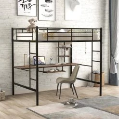 Greenington Shop 14 Black Full Size Space Saving Design Loft Bed with Desk and Shelf by Qualfurn