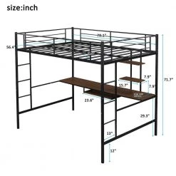 Black Full Size Space Saving Design Loft Bed with Desk and Shelf by Qualfurn -Greenington Shop black qualfurn loft beds bwm199506b 76 1000