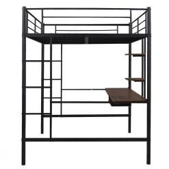 Black Full Size Space Saving Design Loft Bed with Desk and Shelf by Qualfurn -Greenington Shop black qualfurn loft beds bwm199506b fa 1000