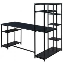 63 in. Rectangle Brown MDF Modern Large Office Desk Writing Desk with Storage Shelves Computer Desk with Bookshelf by VERYKE -Greenington Shop black veryke computer desks yb wf198285aab 1f 1000