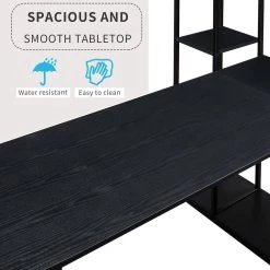 63 in. Rectangle Brown MDF Modern Large Office Desk Writing Desk with Storage Shelves Computer Desk with Bookshelf by VERYKE -Greenington Shop black veryke computer desks yb wf198285aab 76 1000