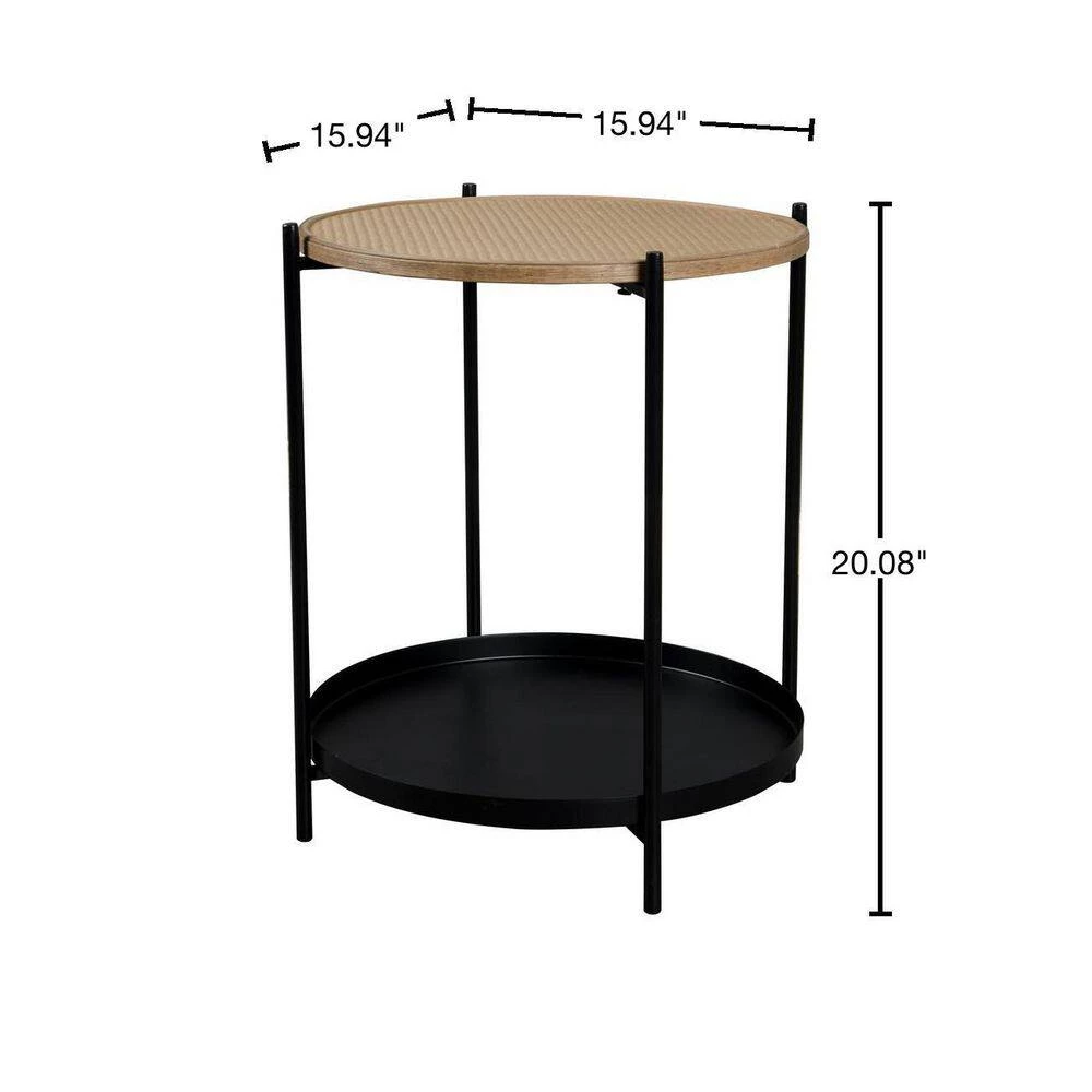 15.94 in. Black Round Metal End Table Side Table Plant Stand with Metal Frame by VERYKE 5 15.94 in. Black Round Metal End Table Side Table Plant Stand with Metal Frame by VERYKE - Image 3