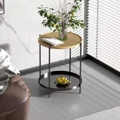 15.94 in. Black Round Metal End Table Side Table Plant Stand with Metal Frame by VERYKE 15 15.94 in. Black Round Metal End Table Side Table Plant Stand with Metal Frame by VERYKE -Greenington Shop black veryke end side tables yb w68838022 4f 1000