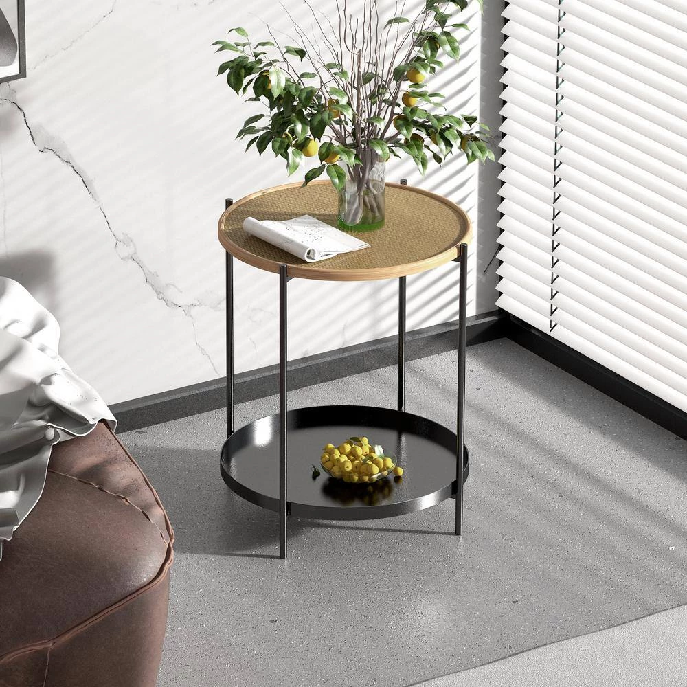 15.94 in. Black Round Metal End Table Side Table Plant Stand with Metal Frame by VERYKE 7 15.94 in. Black Round Metal End Table Side Table Plant Stand with Metal Frame by VERYKE - Image 5