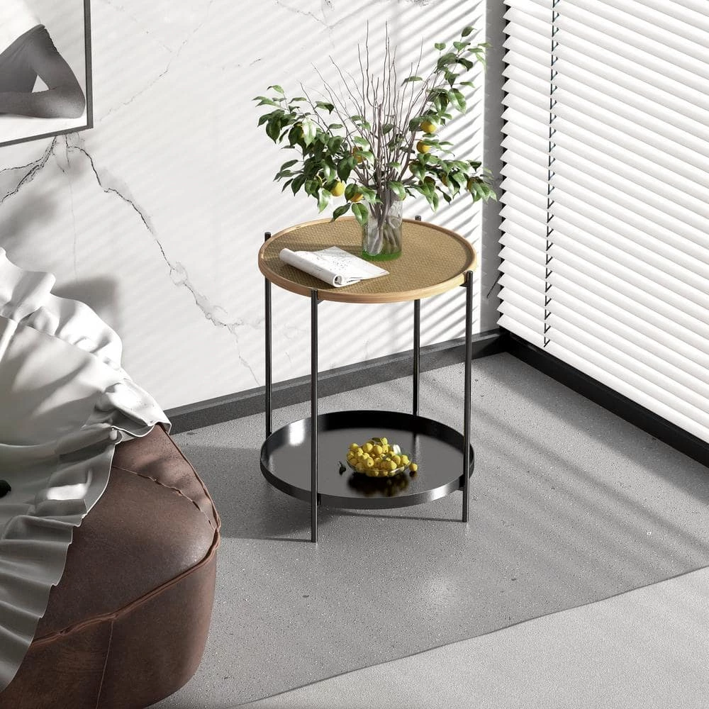 15.94 in. Black Round Metal End Table Side Table Plant Stand with Metal Frame by VERYKE 4 15.94 in. Black Round Metal End Table Side Table Plant Stand with Metal Frame by VERYKE - Image 2