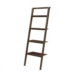 Currant 70.1 in. Black Walnut Bamboo 4-Shelf Ladder Bookcase by Greenington