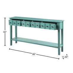 60 in. Rectangle Blue Wood Console Table 2-Different Size Drawers and Bottom Shelf by Qualfurn -Greenington Shop blue qualfurn console tables ctm191870c 40 1000