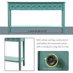 60 in. Rectangle Blue Wood Console Table 2-Different Size Drawers and Bottom Shelf by Qualfurn -Greenington Shop blue qualfurn console tables ctm191870c 44 1000