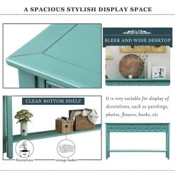 60 in. Rectangle Blue Wood Console Table 2-Different Size Drawers and Bottom Shelf by Qualfurn -Greenington Shop blue qualfurn console tables ctm191870c 4f 1000