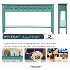 60 in. Rectangle Blue Wood Console Table 2-Different Size Drawers and Bottom Shelf by Qualfurn -Greenington Shop blue qualfurn console tables ctm191870c fa 1000
