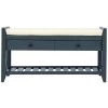 Blue Multipurpose Entryway Storage Bench with Cushion and Drawers 39 in. W x 14 in. D x 19.8 in. H by Qualfurn 2 Blue Multipurpose Entryway Storage Bench with Cushion and Drawers 39 in. W x 14 in. D x 19.8 in. H by Qualfurn -Greenington Shop blue qualfurn dining benches ctm195386m 64 1000