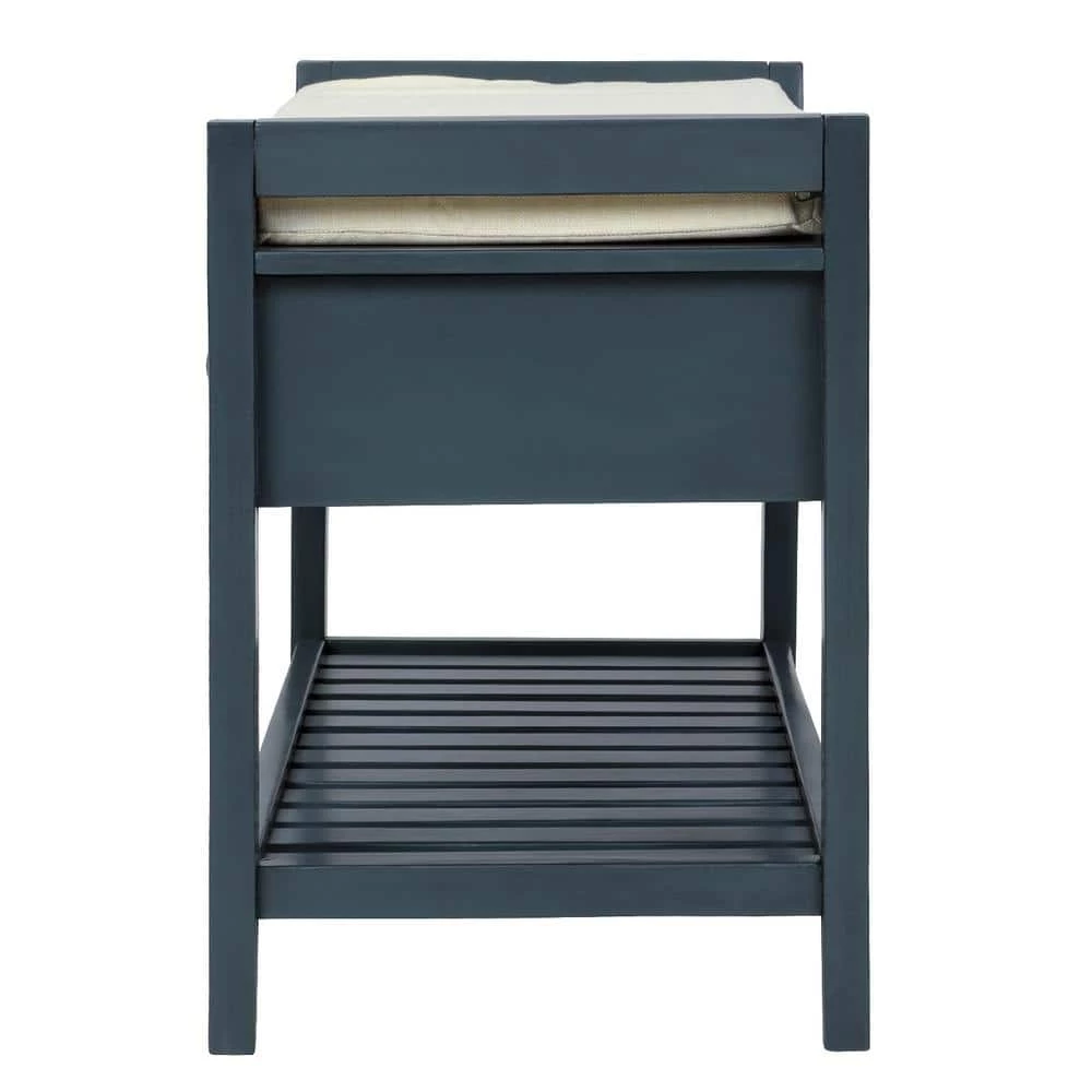 Blue Multipurpose Entryway Storage Bench with Cushion and Drawers 39 in. W x 14 in. D x 19.8 in. H by Qualfurn 6 Blue Multipurpose Entryway Storage Bench with Cushion and Drawers 39 in. W x 14 in. D x 19.8 in. H by Qualfurn - Image 4