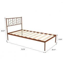 Bronze Twin Metal Bed Frame with Headboard Vintage Look Platform Bed with Solid Wood Slats by VERYKE -Greenington Shop bronze veryke panel beds yb w42721069 4f 1000