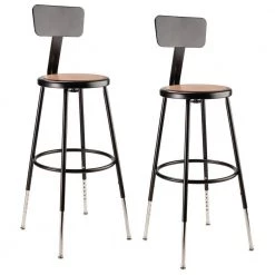 25 in. to 33 in. Black Height Adjustable Heavy Duty Steel Stool with Backrest (2-Pack) by National Public Seating