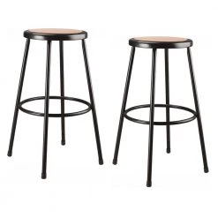 30 in. Black Heavy Duty Steel Frame Stool With Masonite Seat (Pack of 2) by National Public Seating