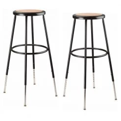 32 -39 in. Black Height Adjustable Heavy Duty Steel Frame Stool With Masonite Seat (Pack of 2) by National Public Seating