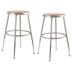 19 in. - 27 in. Height Grey Adjustable Heavy-Duty Steel Stool (2-Pack) by National Public Seating