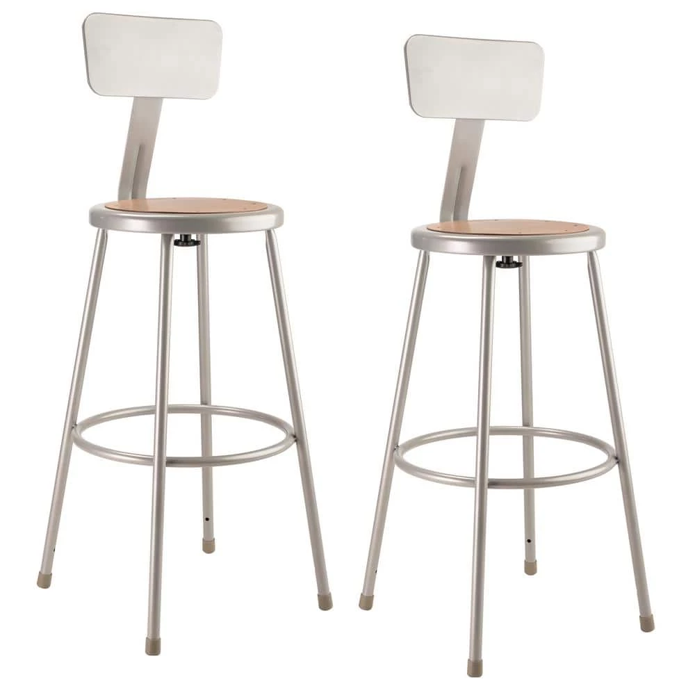 30 in. Grey Heavy-Duty Steel Stool with Backrest (2-Pack) by National Public Seating 3 30 in. Grey Heavy-Duty Steel Stool with Backrest (2-Pack) by National Public Seating