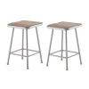 24 in. Grey Heavy-Duty Square Seat Steel Stool (2-Pack) by National Public Seating